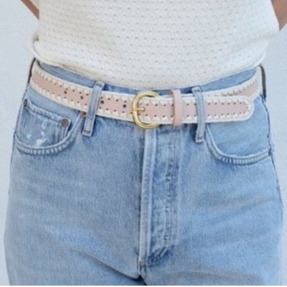 Rachel Comey Thin Crochet Estate Belt Leather Silver Blush‎ XS